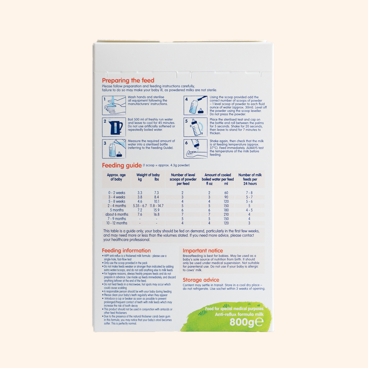 HiPP Anti-Reflux UK Special Formula - All Stages (800g)