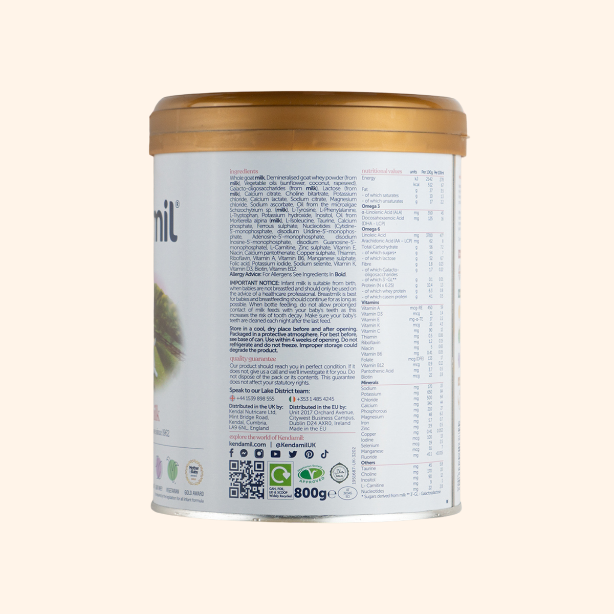 Kendamil Goat Milk Infant Formula Stage 1 (800g)