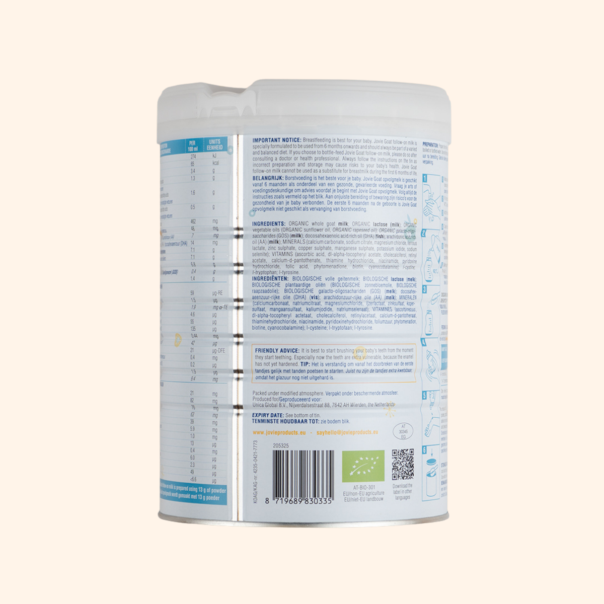 Jovie Goat Milk Stage 2 Organic Baby Formula (800g)